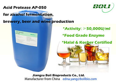 액체 답백질 분해효소 산성 프로테아제, 알콜 발효작용을 위해 양조에 있는 효소