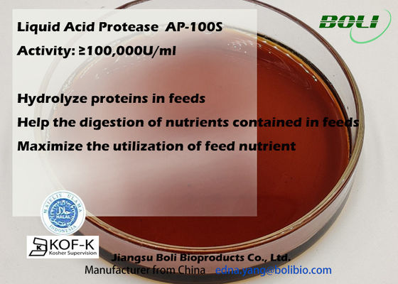 중독적인 유동적 100000u/Ml 산성 프로테아제 효소 동물 사료는 단백질 높은 Ac를 가수분해합니다