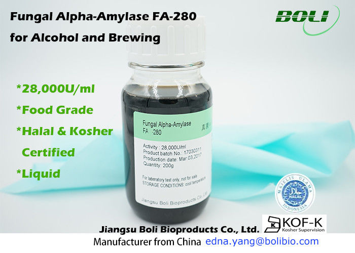 액체 버섯 모양 알파 아밀라제 FA-280의 안정되어 있는 활동 - GMO를 비 양조하는 알파 아밀라제 효소